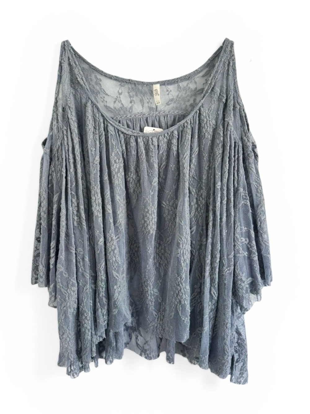 FREE PEOPLE LOST IN AUSTIN GREY BLUE ROMANTIC LACE TOP SZ M NWT - Picture 2 of 4